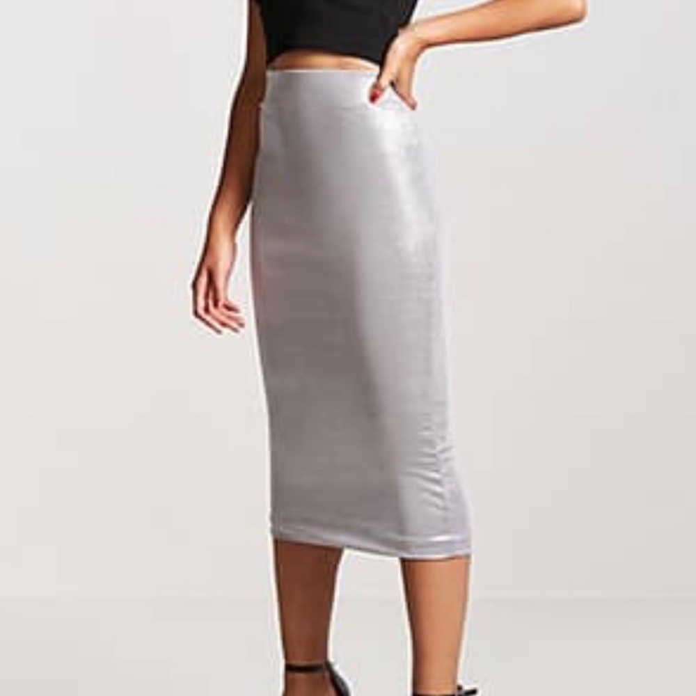 Metallic midi skirt